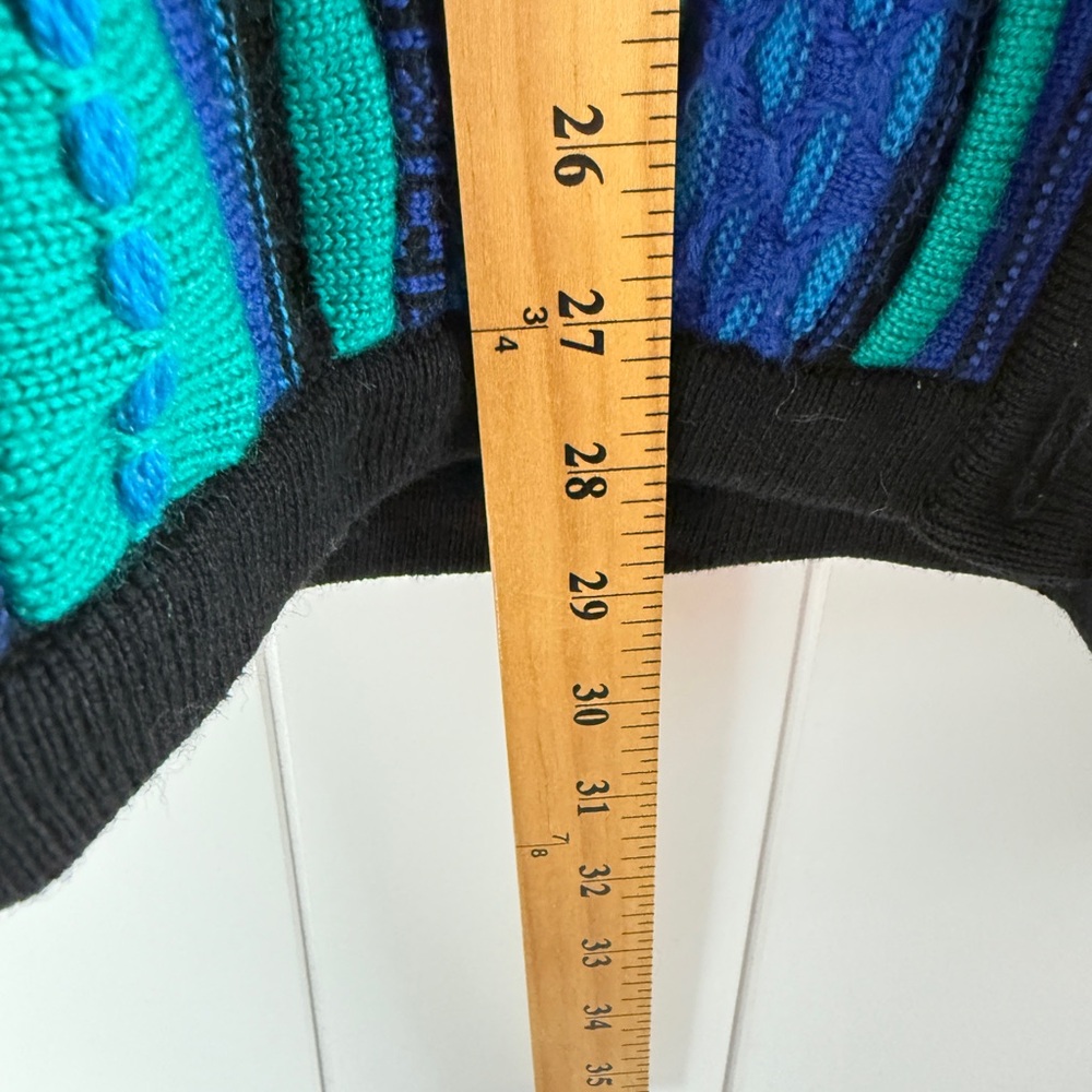 Vintage Striped Button-Front Unisex Sweater Cardigan - Blue/Teal - Picture 8 of 9